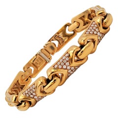 Vintage Bvlgari Yellow Gold and Diamond Bracelet
