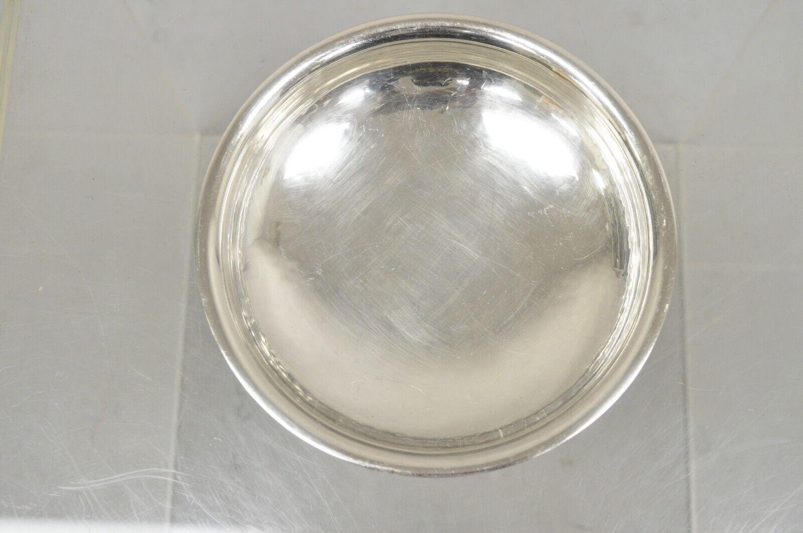 20th Century Vintage BWKS Handarbeit Hand Hammered German Silver Plated Round Trinket Dish For Sale