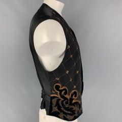 Gilet vintage BYBLOS con bottoni in lana ricamati in oro nero taglia 42