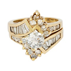 Vintage Bypass Cluster Diamant und 14 Karat Gelbgold Ring