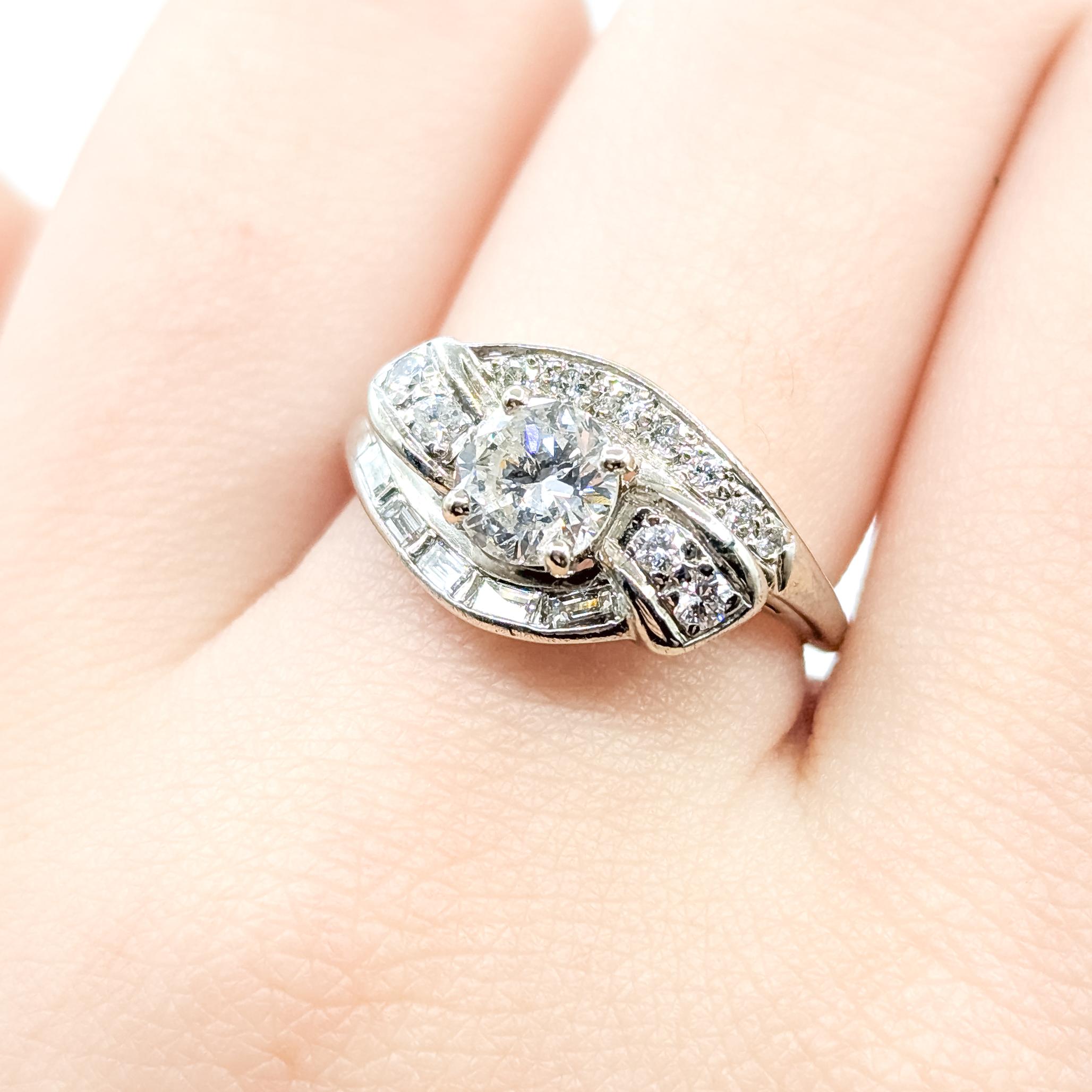 Vintage Bypass Diamantring aus 14k Weißgold im Zustand „Hervorragend“ im Angebot in Bloomington, MN