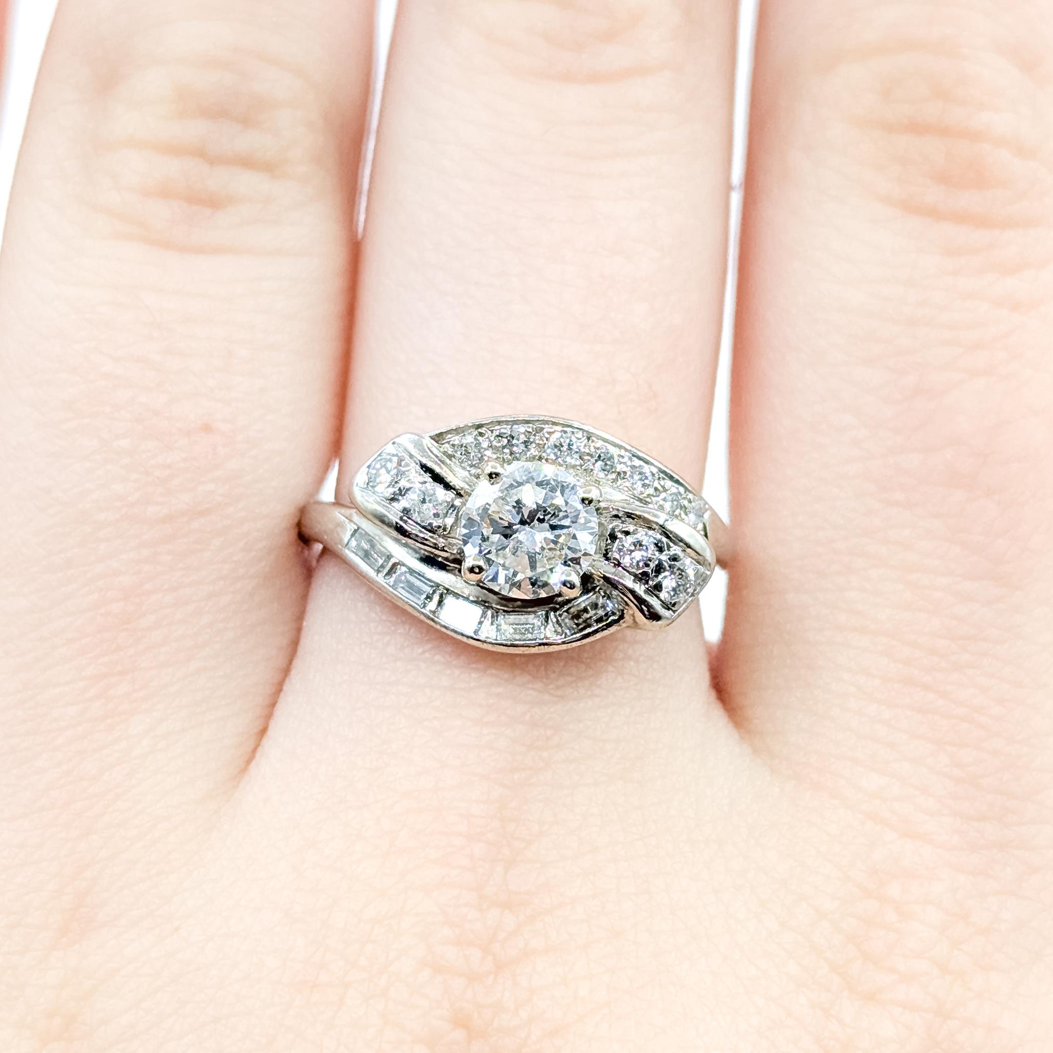 Vintage Bypass Diamantring aus 14k Weißgold Damen im Angebot