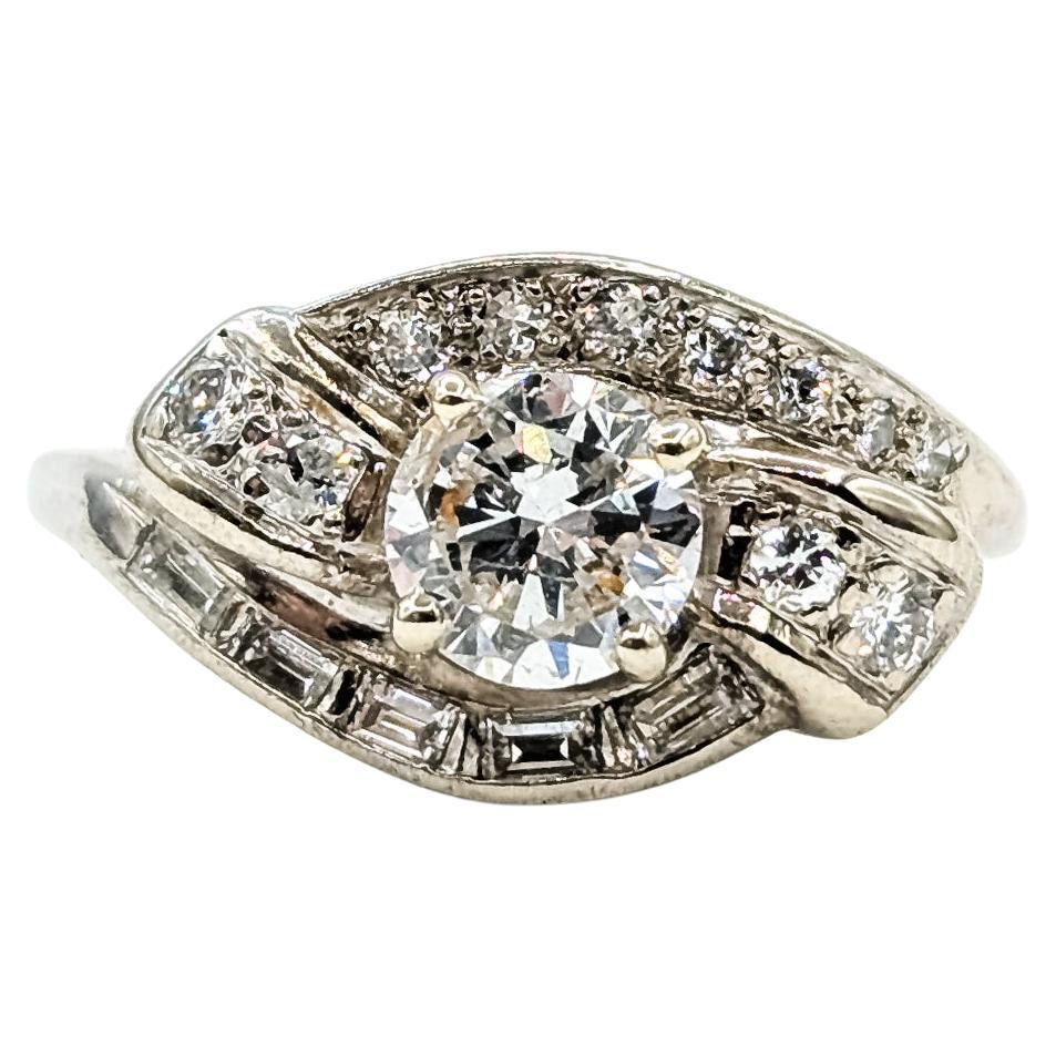 Vintage Bypass Diamantring aus 14k Weißgold