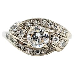 Anello Vintage Bypass con diamante in oro bianco 14k