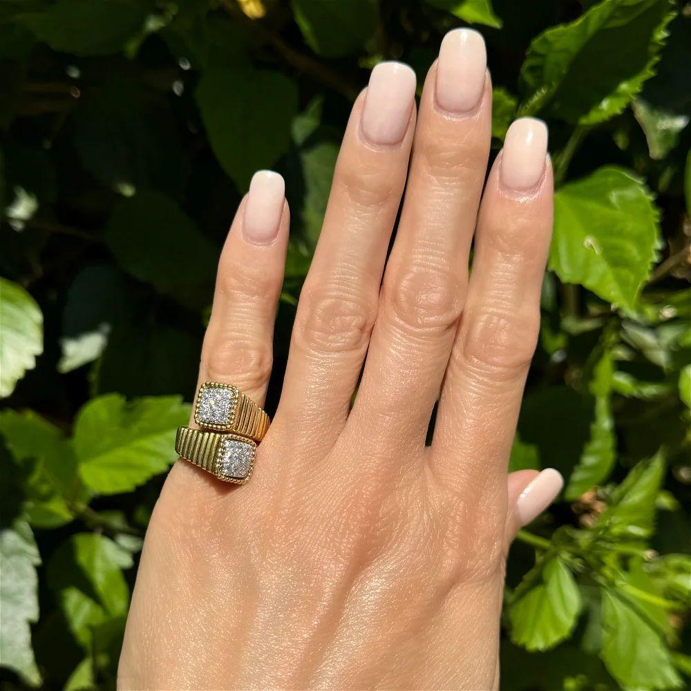 Statement-Ring, Vintage, Bypass Moi et Toi, Crossover, Diamant, Gold (Modernistisch) im Angebot