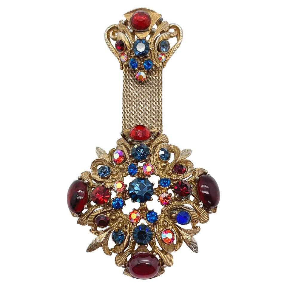 Vintage Byzantine Inspired Medal Brooch 1960s For Sale