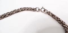 Vintage Byzantine Solid Sterling Silver Rope Chain Necklace