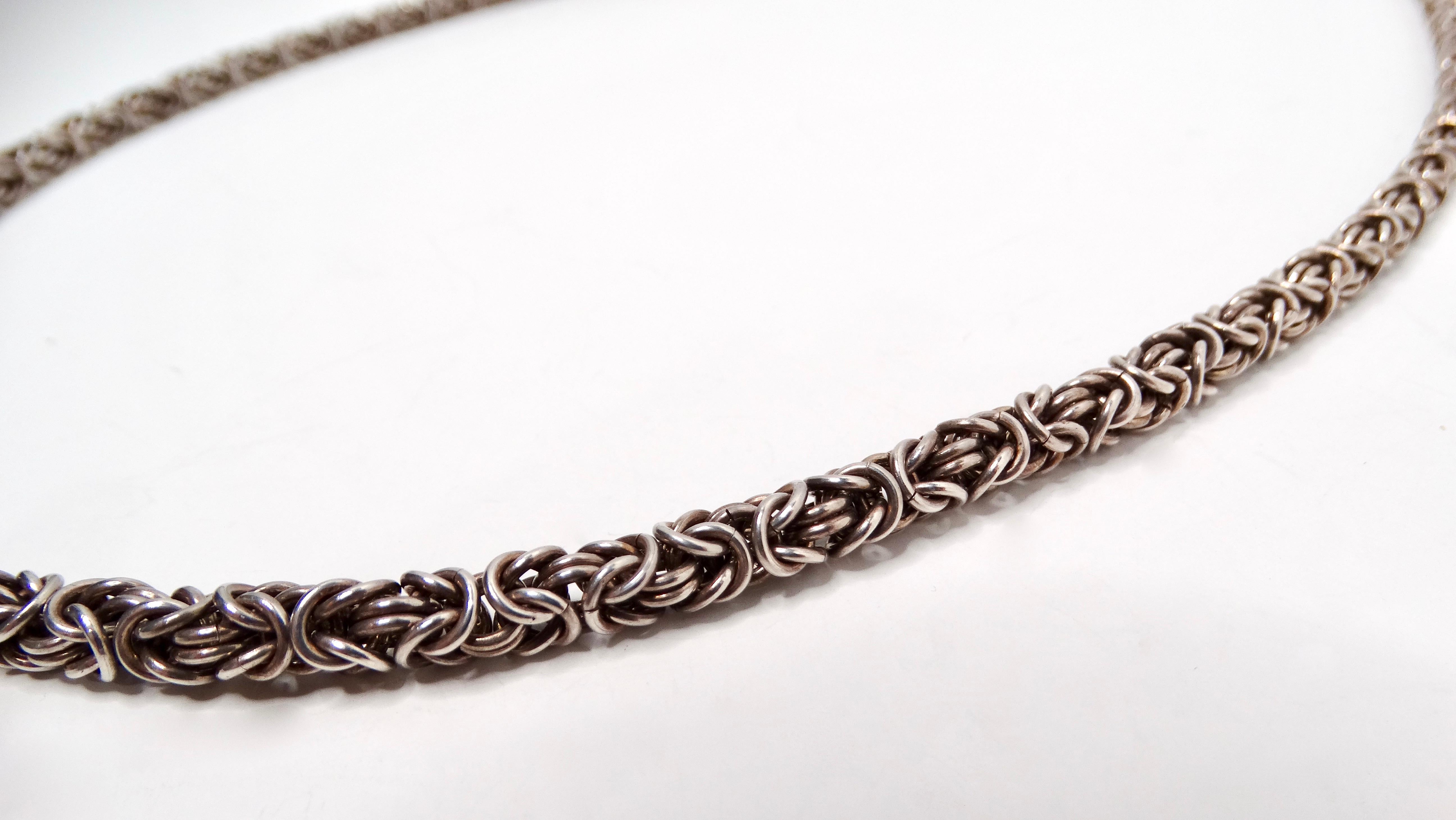 Vintage Byzantine Solid Sterling Silver Rope Chain Necklace (Collana a catena in argento massiccio) In condizioni buone in vendita a Scottsdale, AZ