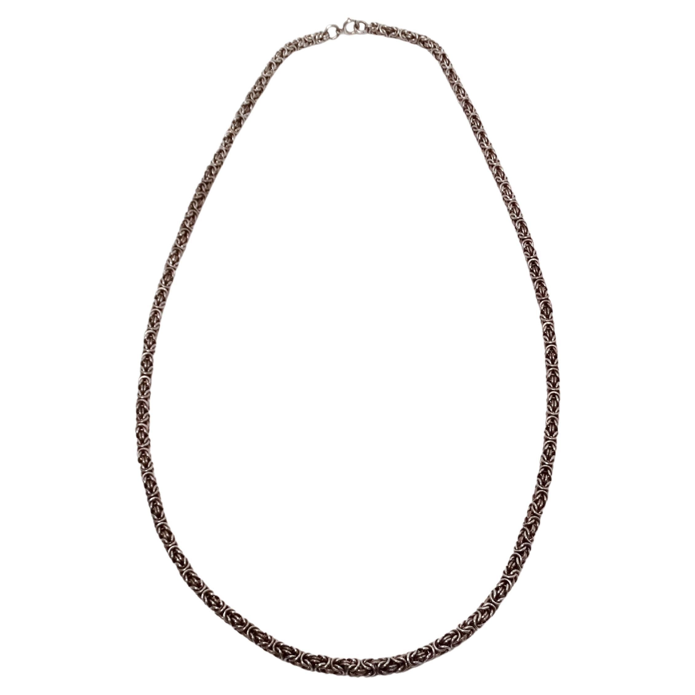 Vintage Byzantine Solid Sterling Silver Rope Chain Necklace
