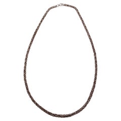Vintage Byzantine Solid Sterling Silver Rope Chain Necklace