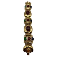 Vintage Byzantine Style Statement Bracelet with Cabochons, 1980s