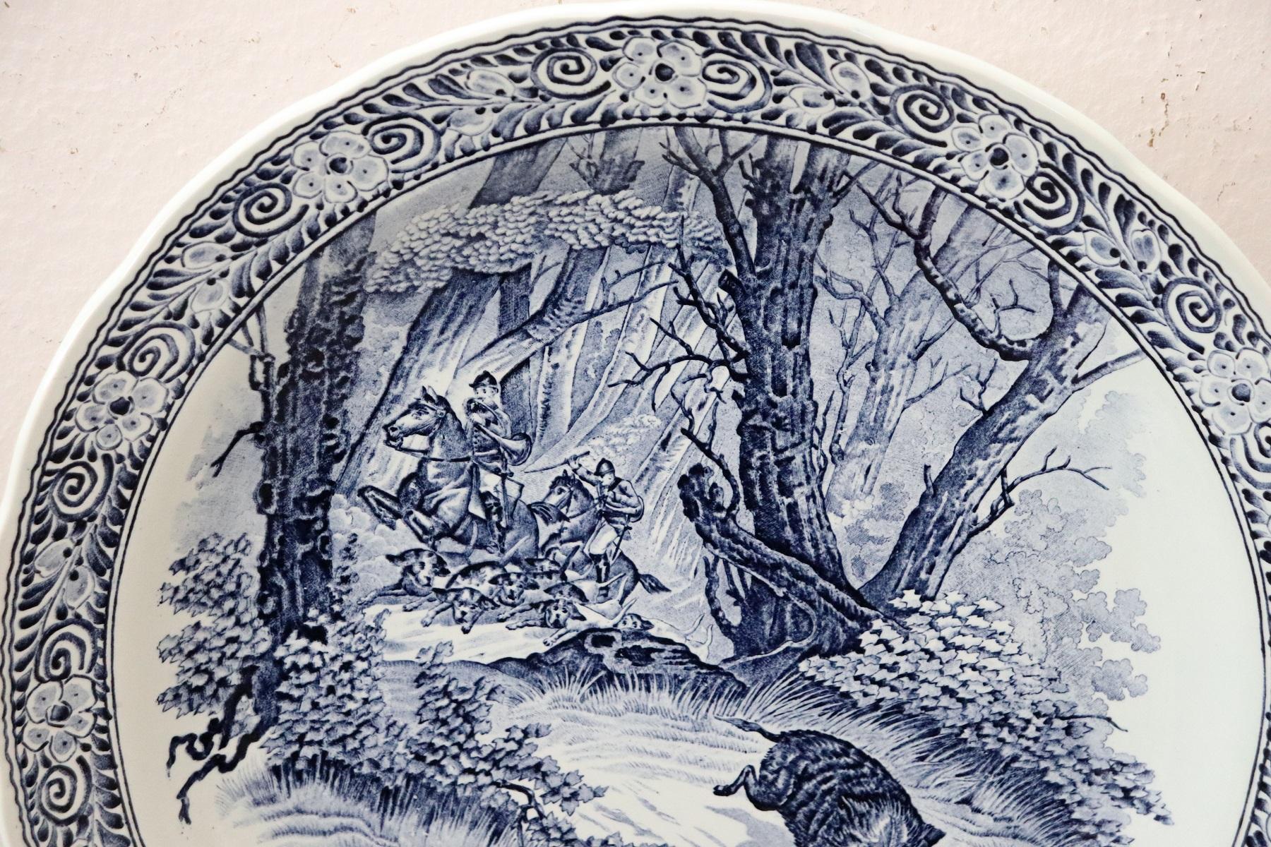 Inconnu Vintage circa 1950s Large Royal Delft Boch Blue and White Wall Plate en vente