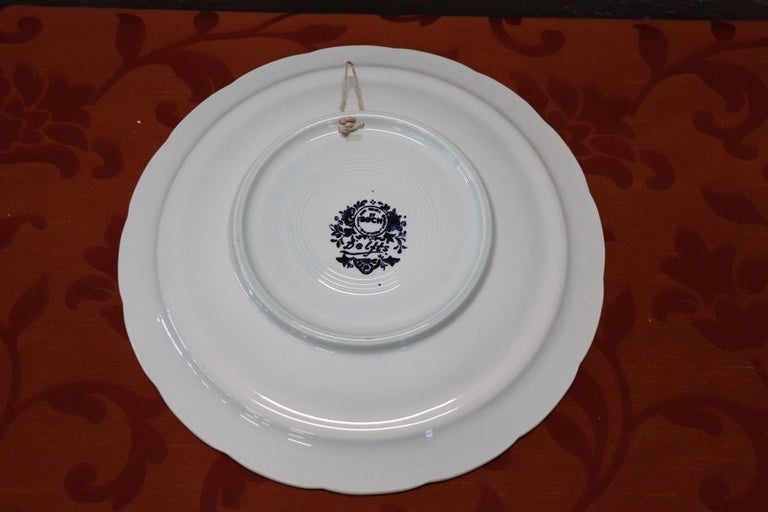 Hand-Painted Vintage circa 1950s Large Royal Delft Boch Blue and White Wall Plate For Sale