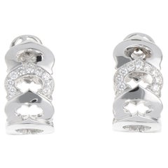 Vintage C de Cartier Diamond Hoop Earrings in White Gold