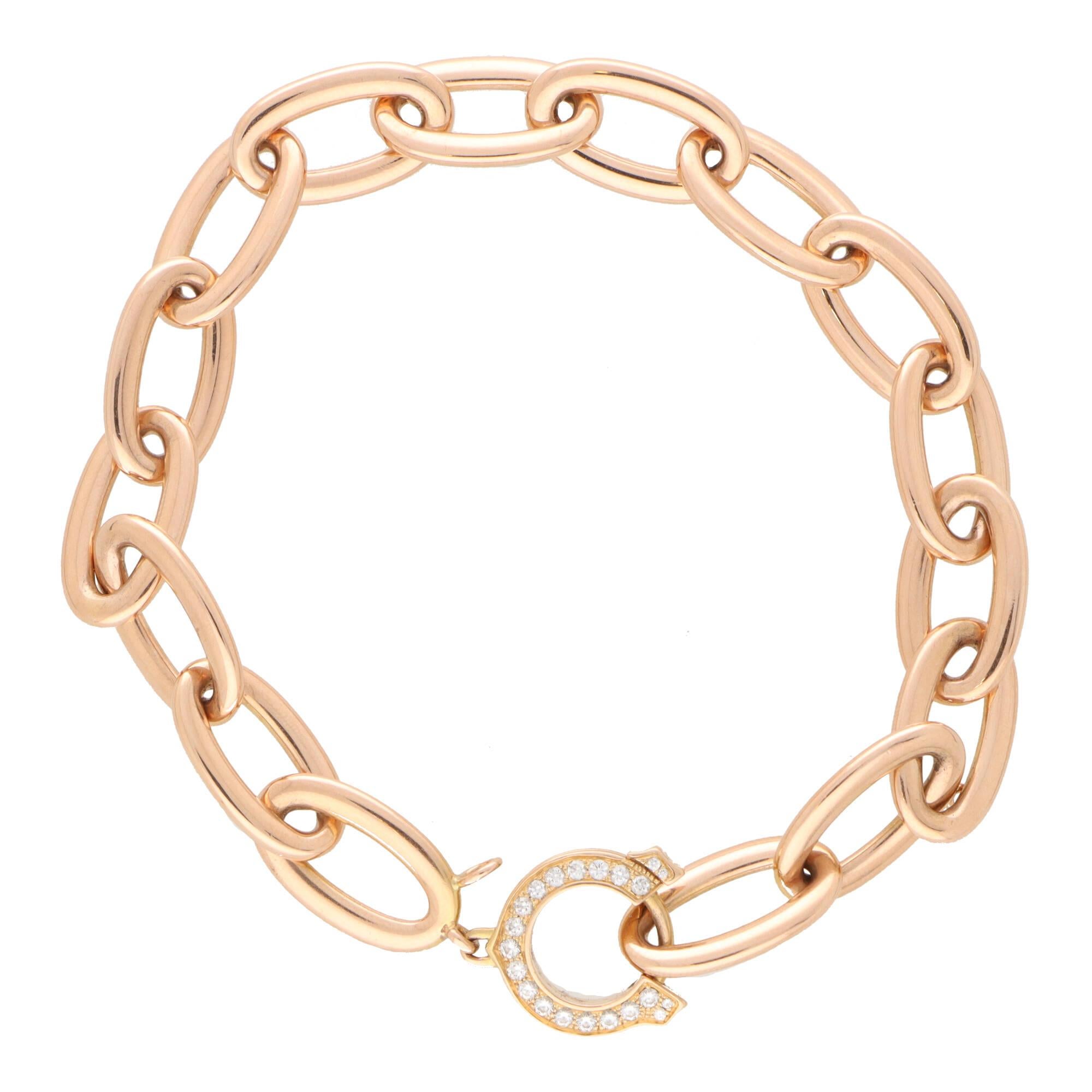 Modern Vintage C De Cartier Diamond Open Link Bracelet in 18k Rose Gold