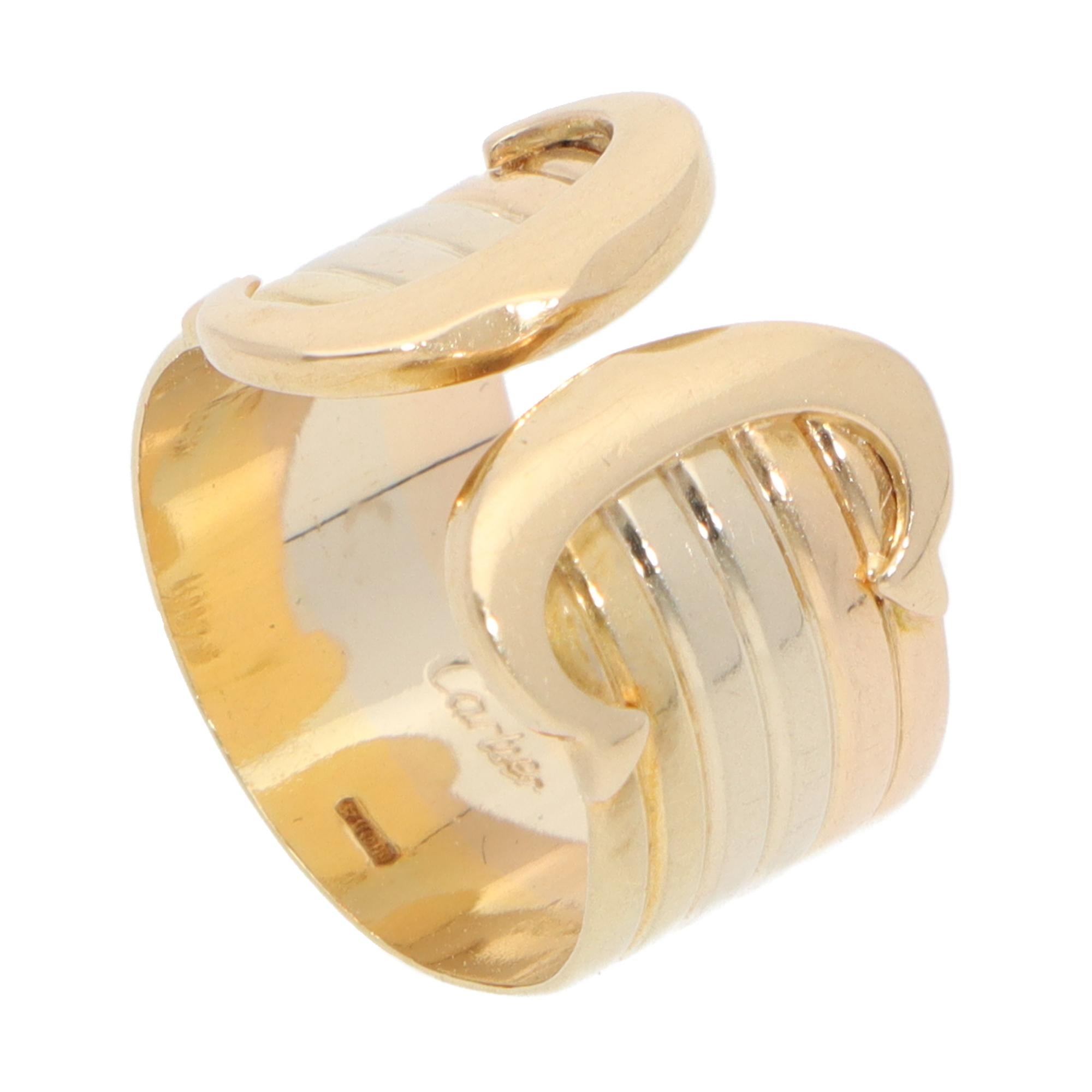 Women's or Men's Vintage C de Cartier Open Band Ring in Gold