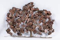 Vieille sculpture d'arbre en cuivre et bronze de C. Hess