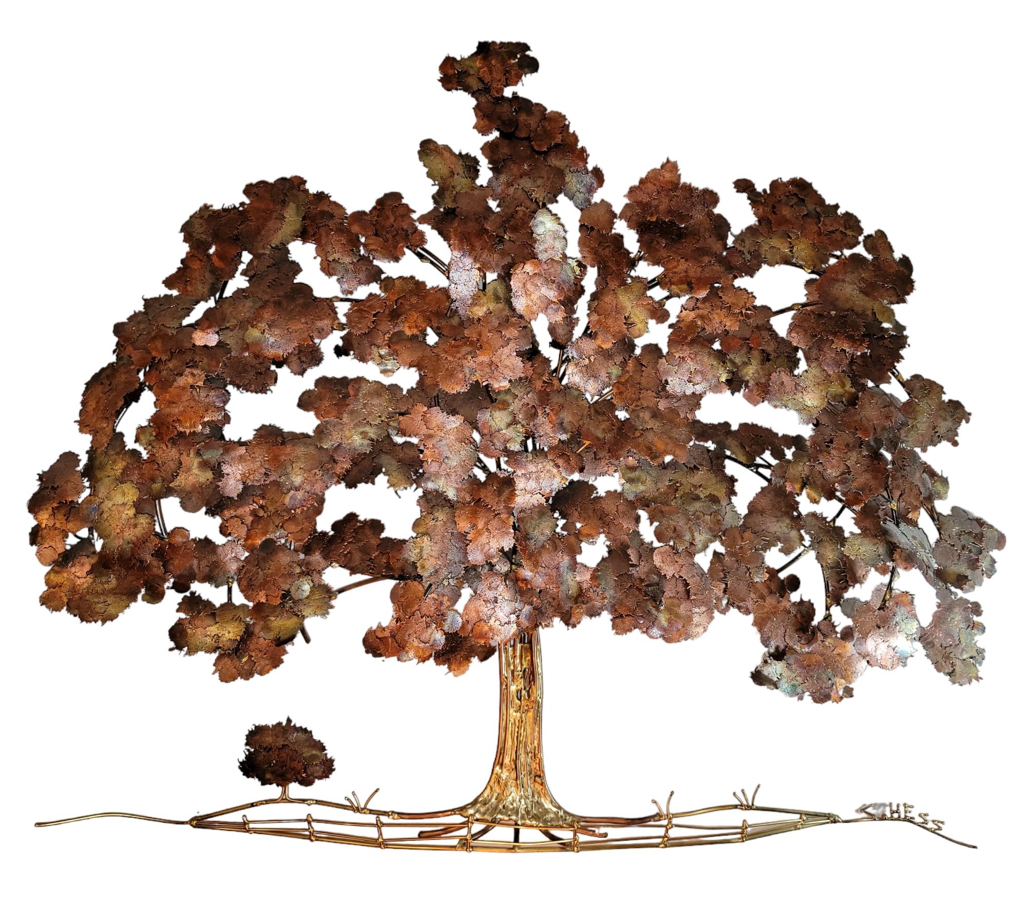 Vintage C . Hess Copper and Bronze Tree Sculpture In Good Condition For Sale In Pasadena, CA