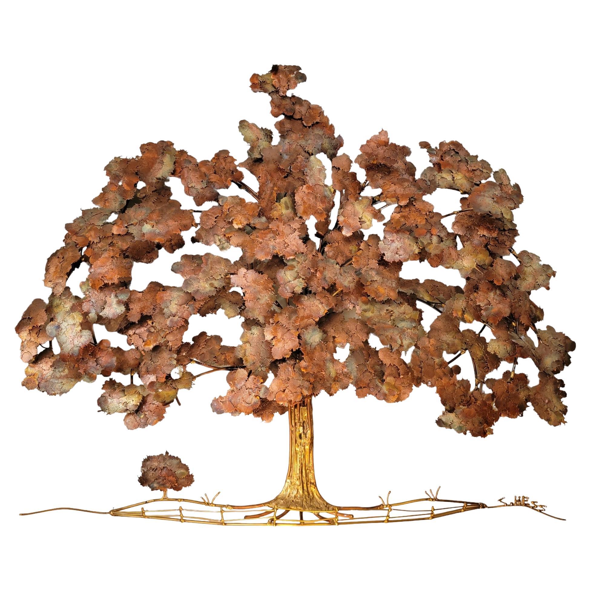 Vintage C . Hess Copper and Bronze Tree Sculpture For Sale