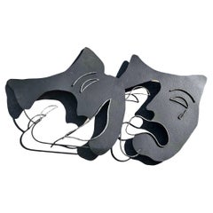 Vintage C. Jere Metal Modern Comedy & Tragedy Masks Wall Art Sculpture