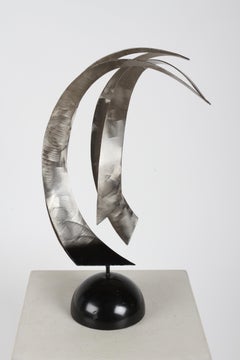 Vintage C. Jeré Mid-Century Modern Style Abstract Brushed Steel Table Sculpture