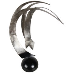 Sculpture de table en acier brossé vintage C.Jeré Mid-Century Modern Style Abstract Brushed Steel
