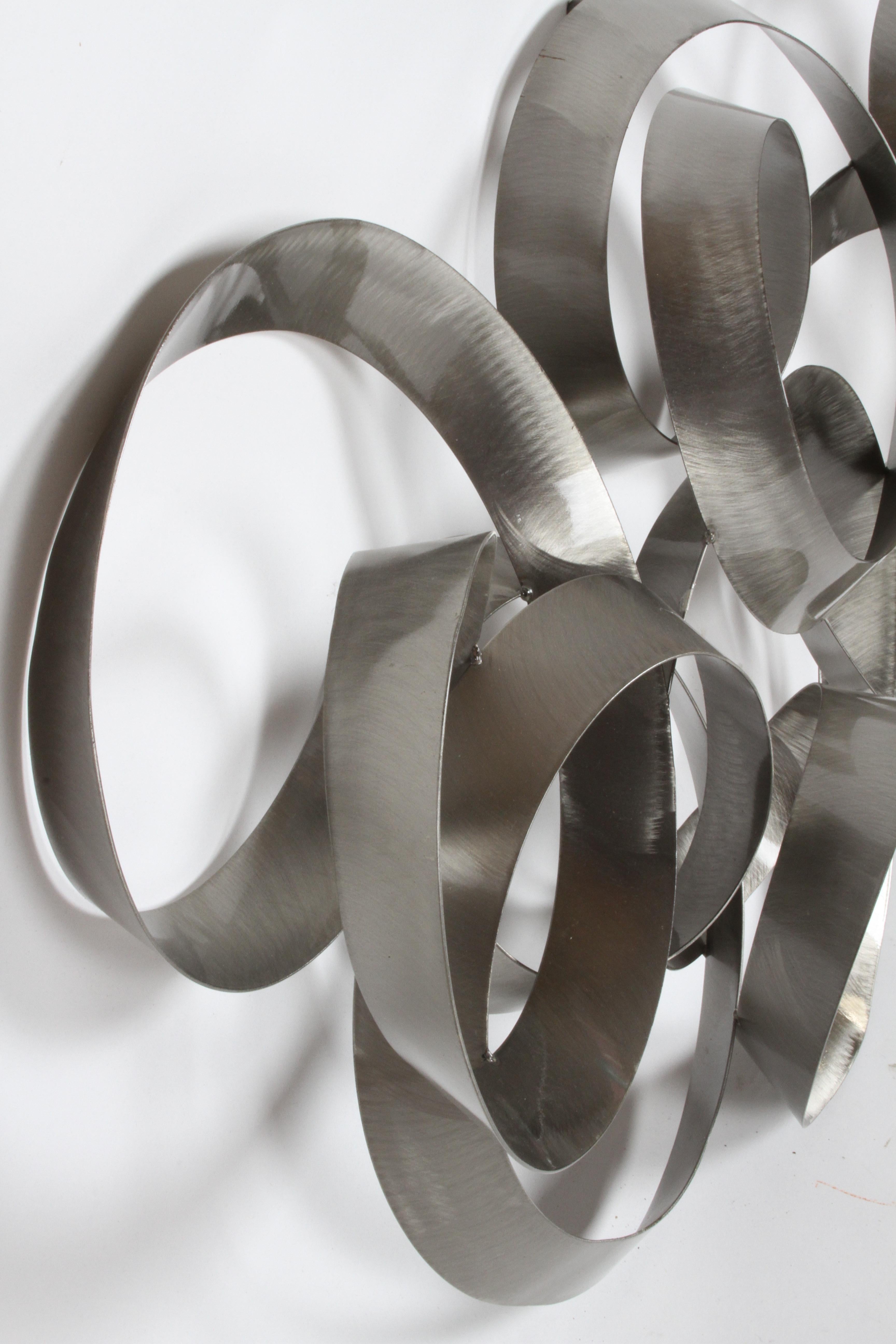 Contemporary Vintage C. Jeré Mid-Century Modern Style Abstract Steel Ribbon Wall Sculpture