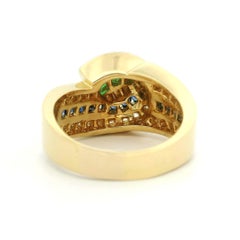 Vintage C. Krypell 18k Gold 1.4ctw Emerald Sapphire & Diamond Wide Band Ring