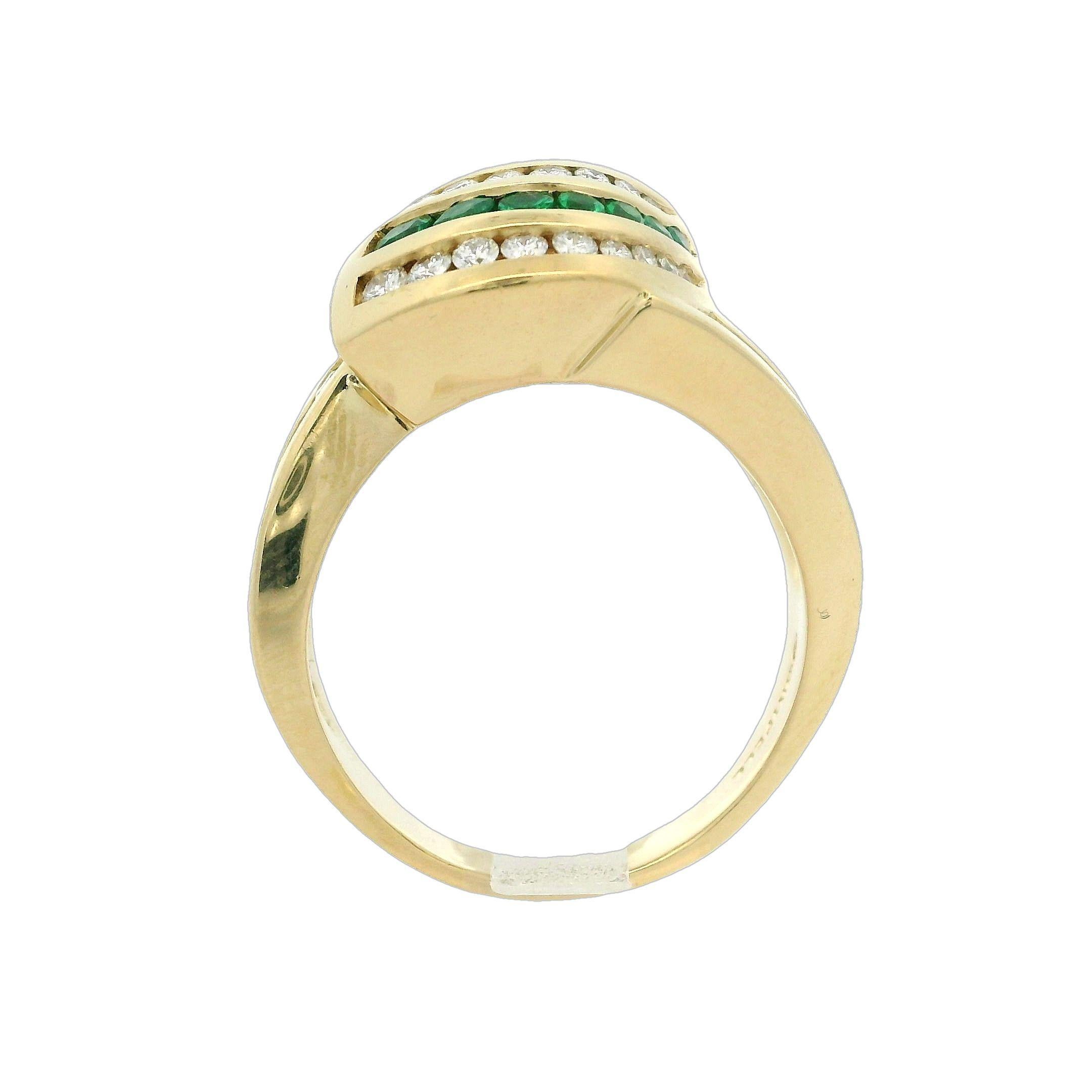 Vintage C. Krypell 18k Gold 1.4ctw Emerald Sapphire & Diamond Wide Band Ring 2