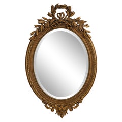 Vintage C.1890s French Wreath Top Gold Frame Mirror