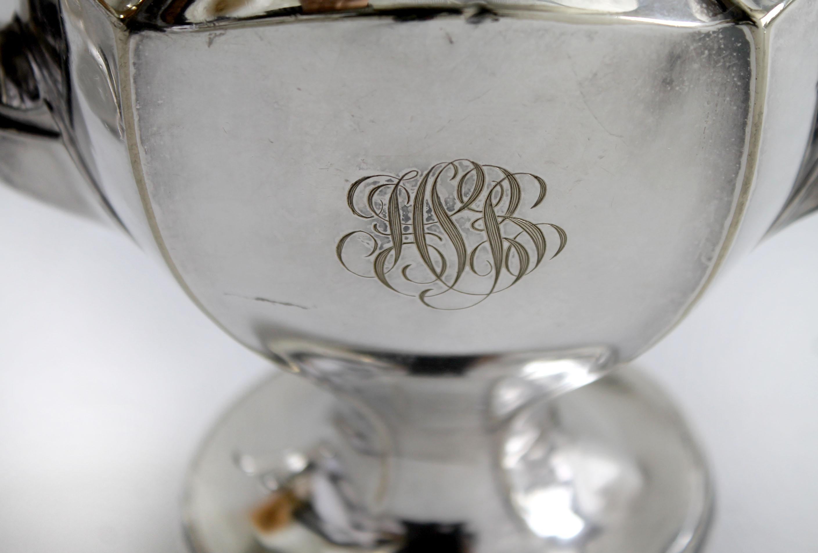 Vintage circa 1920s Gorham Monogram Silver Plate Coffee Tea Set 1