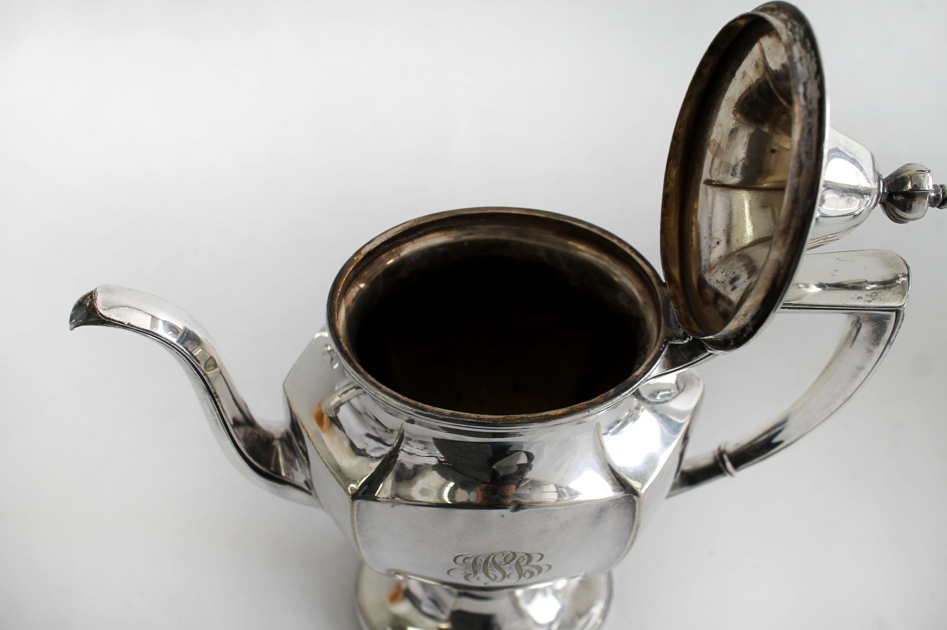 Vintage circa 1920s Gorham Monogram Silver Plate Coffee Tea Set 2