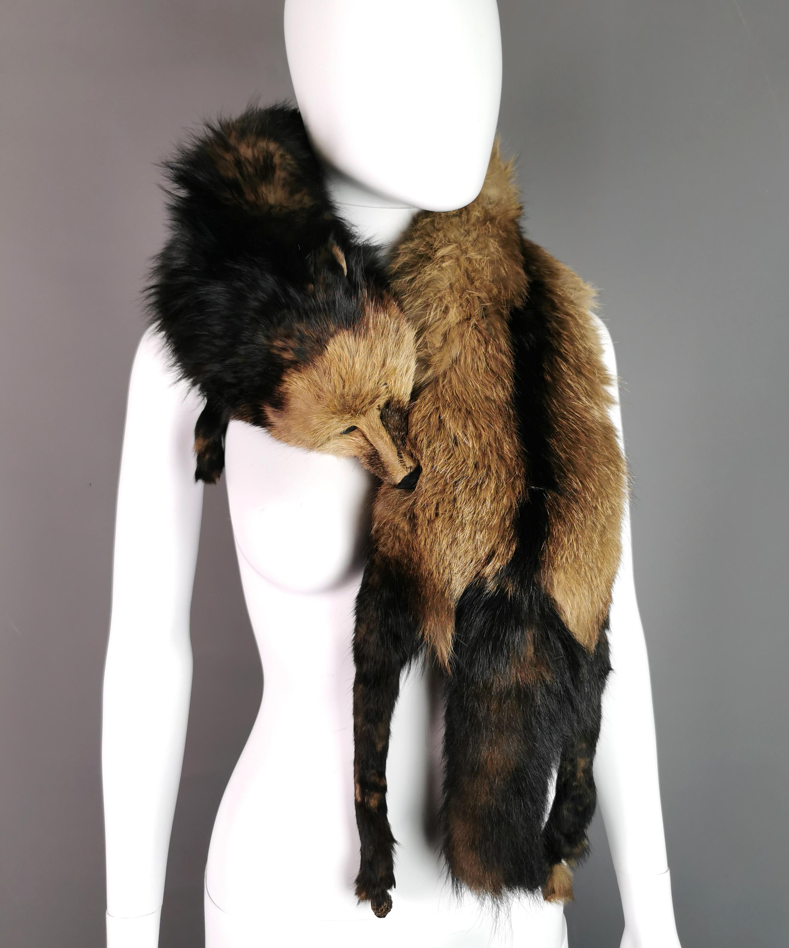 mink scarf with head and feet