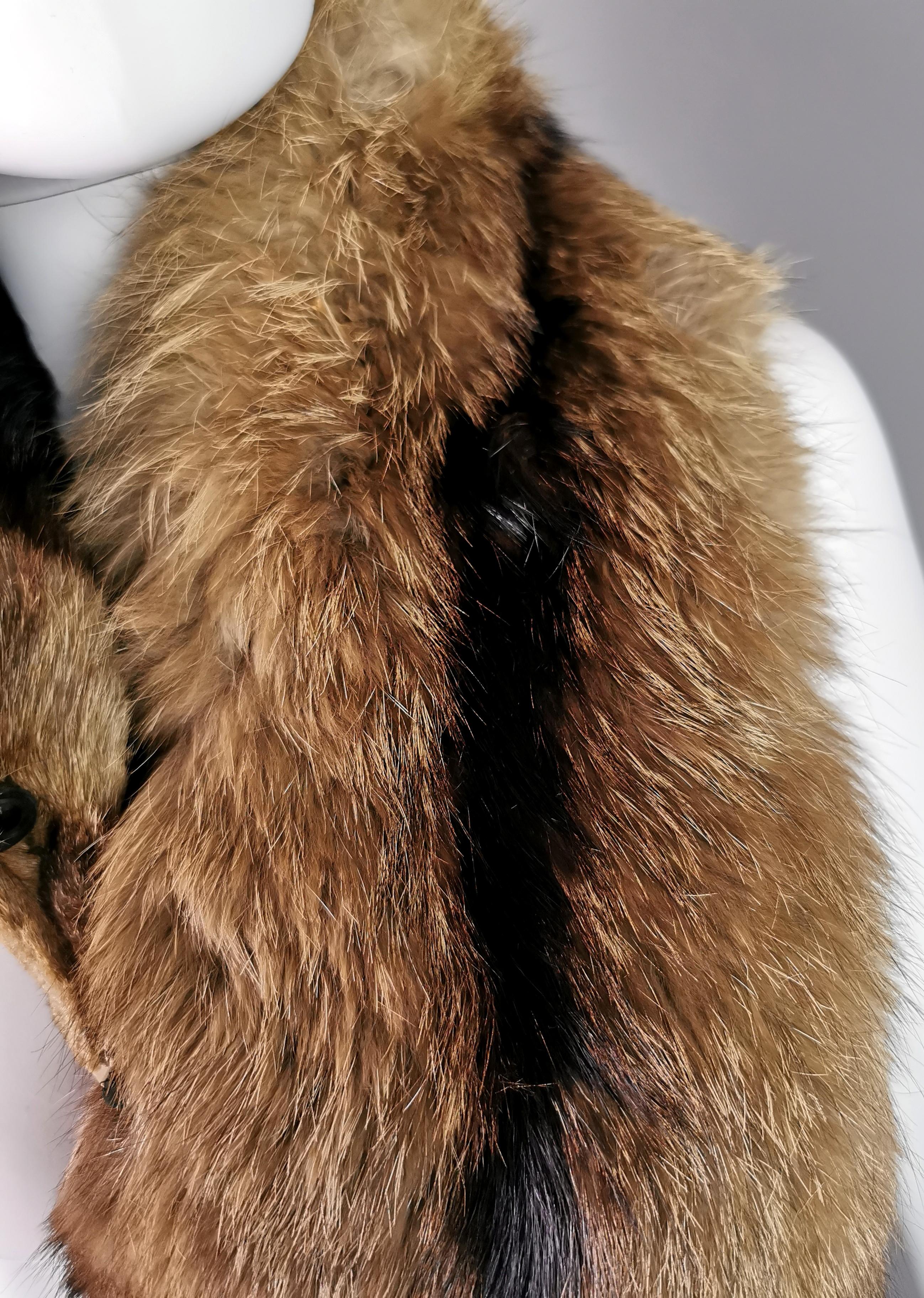 real mink scarf with head and feet