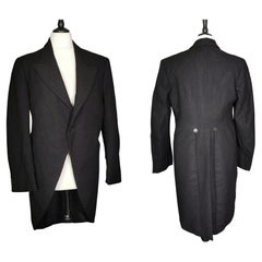 Vintage c1940s Herren Schwarz Wolle Frack