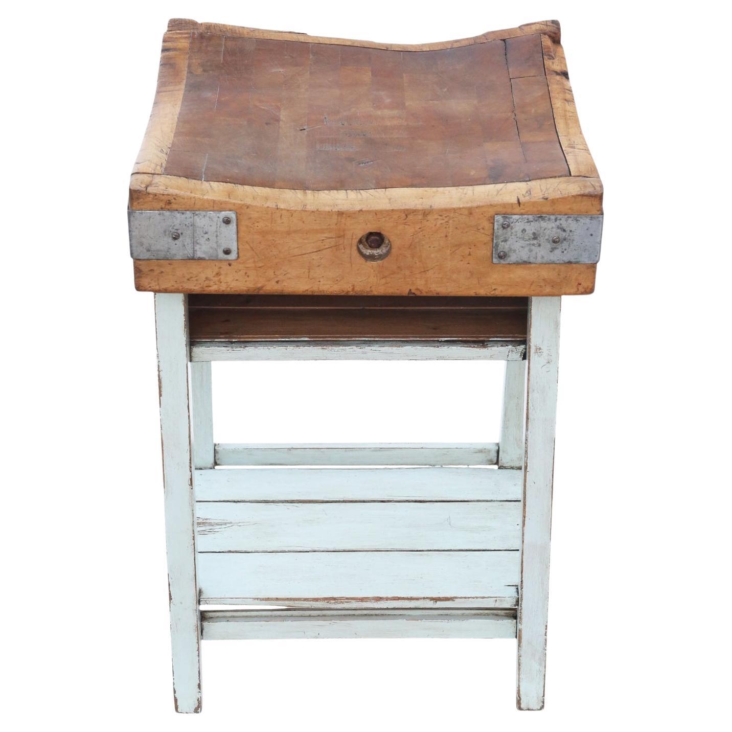 Vintage c.1950 Butcher's Block on Stand - Quality Kitchen Side / Work Table