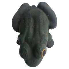 Vintage C1950 Cast Iron Frog Door Stop Original Paint