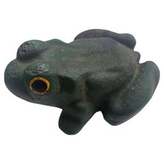 Vintage C1950 gusseiserner Frosch-Türstopper mit Originalfarbe