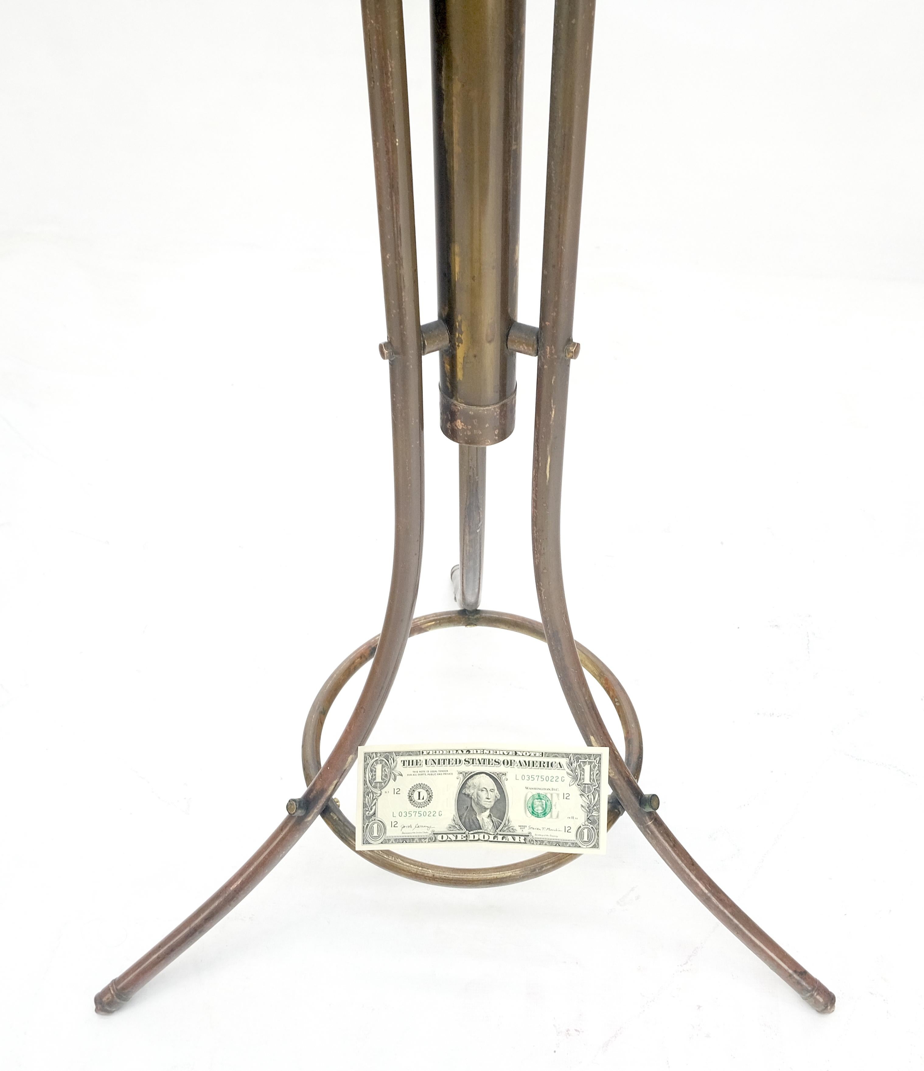 Vintage c1950s Solid Brass Tube Tripod Base Free Standing Coat Rack Nice Patina! For Sale 5