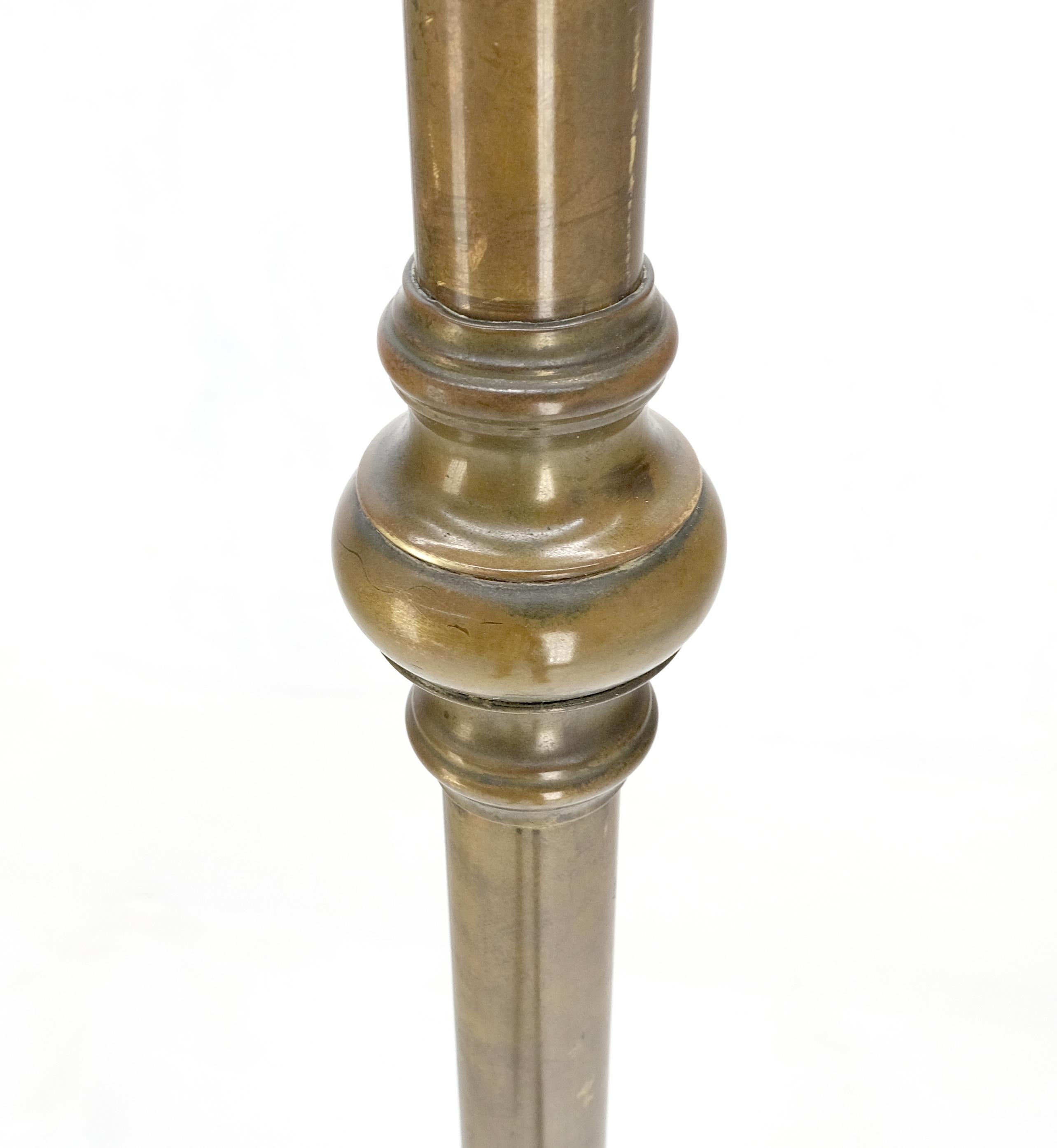 Lacquered Vintage c1950s Solid Brass Tube Tripod Base Free Standing Coat Rack Nice Patina! For Sale
