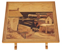 Vintage c.1960 Beech Marquetry Tilt-Top Side Table – Quality Coffee Table