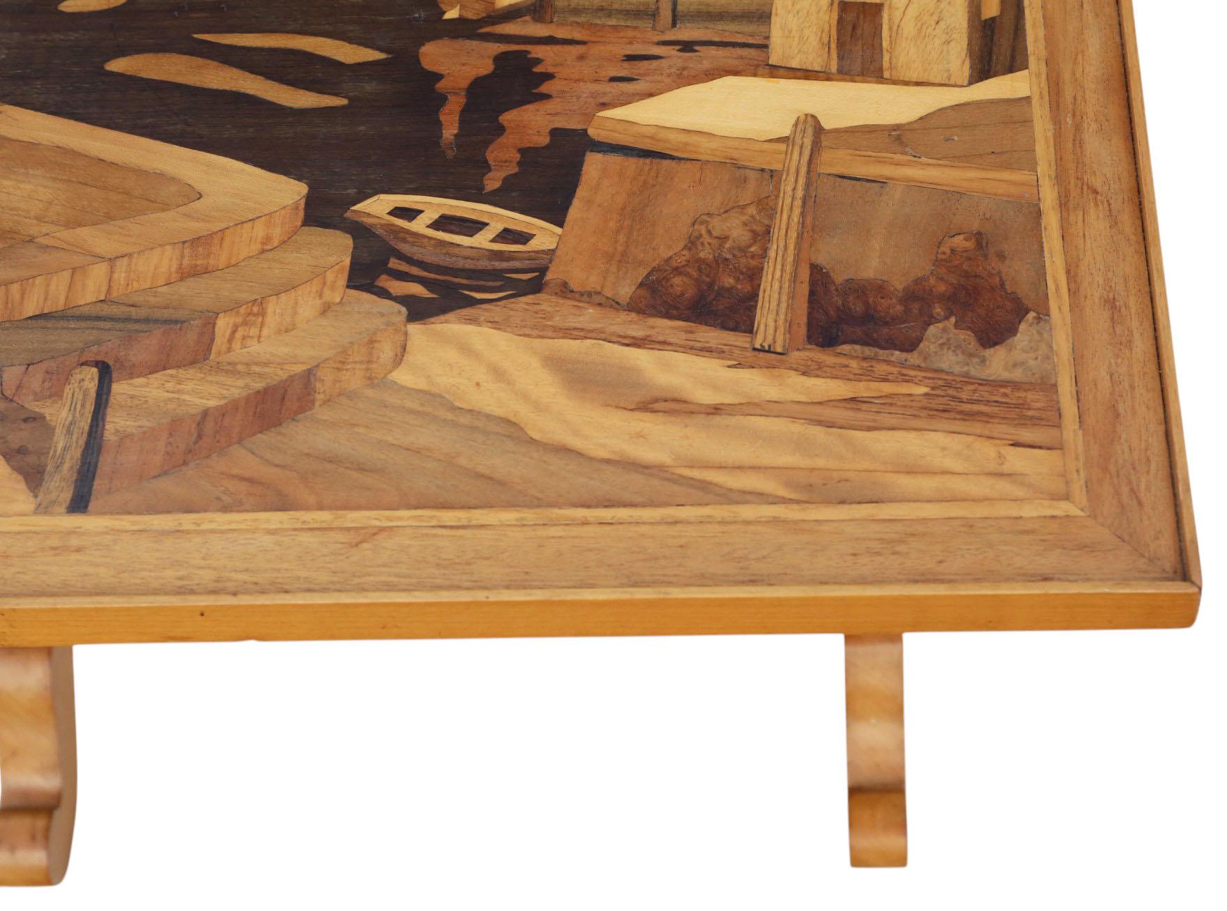 Legno Tavolino basculante in intarsio di faggio d'epoca del 1960 - Tavolino di qualità in vendita