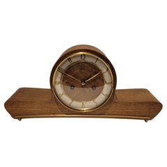 Vintage c1960s Art Deco Oak Bim Bam Chiming Mantel Clock with Silence (Serviced)