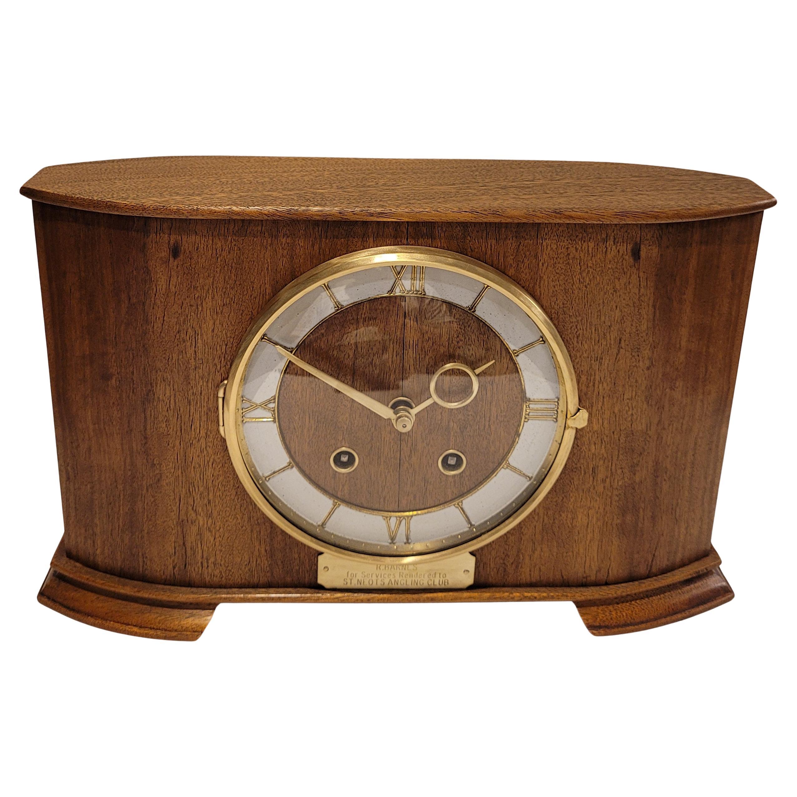 Antique c1920s German Rich Cherry Mahogany Chiming Mantel Clock (Fully