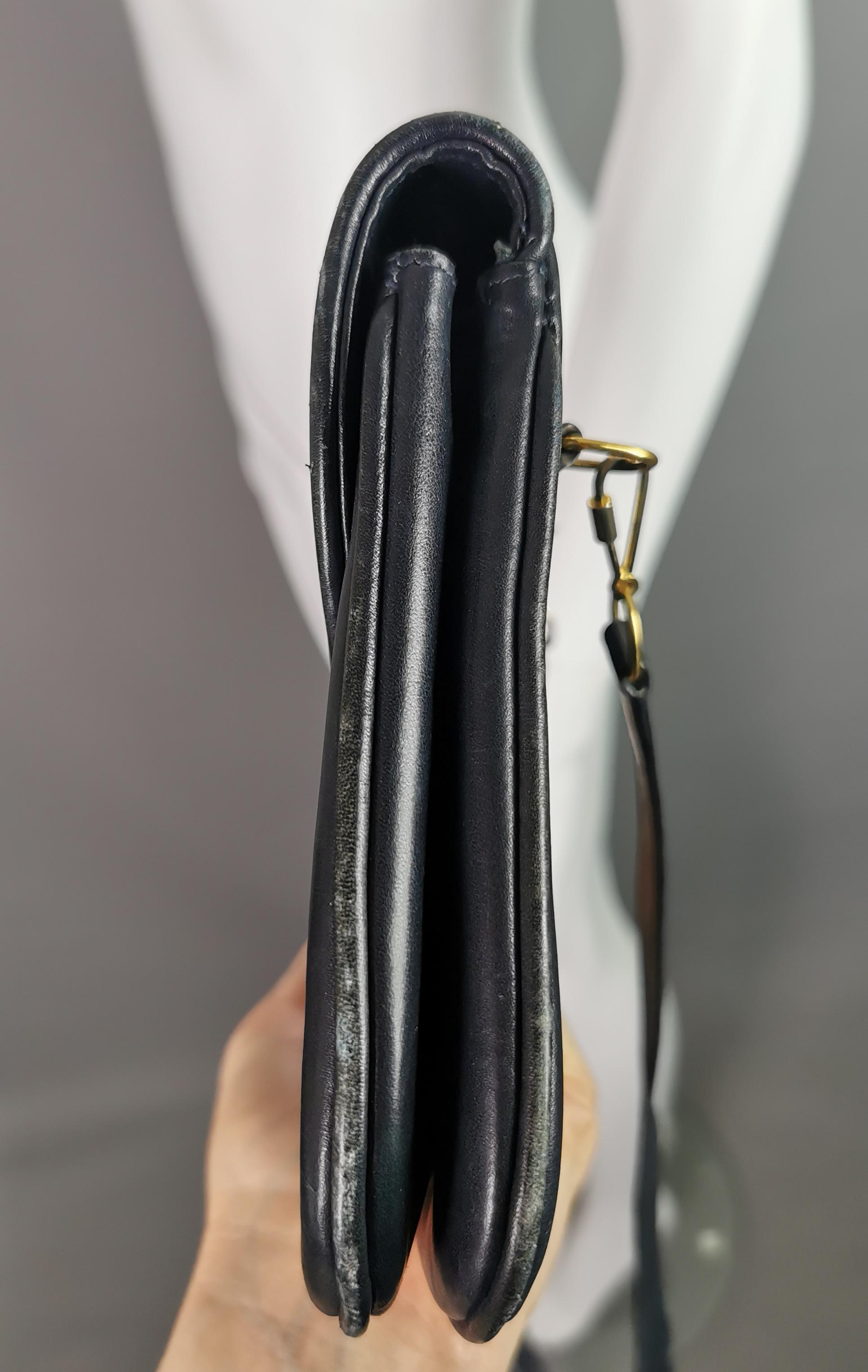 Vintage c1960s Gucci navy leather handbag, Shoulder bag  For Sale 3