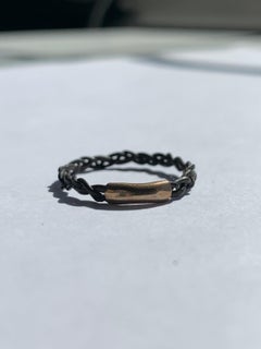 Vintage C.1970 Gold and Elephant Hair Braided Band Ring