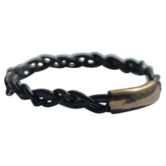 Vintage C.1970 Gold and Elephant Hair Braided Band Ring