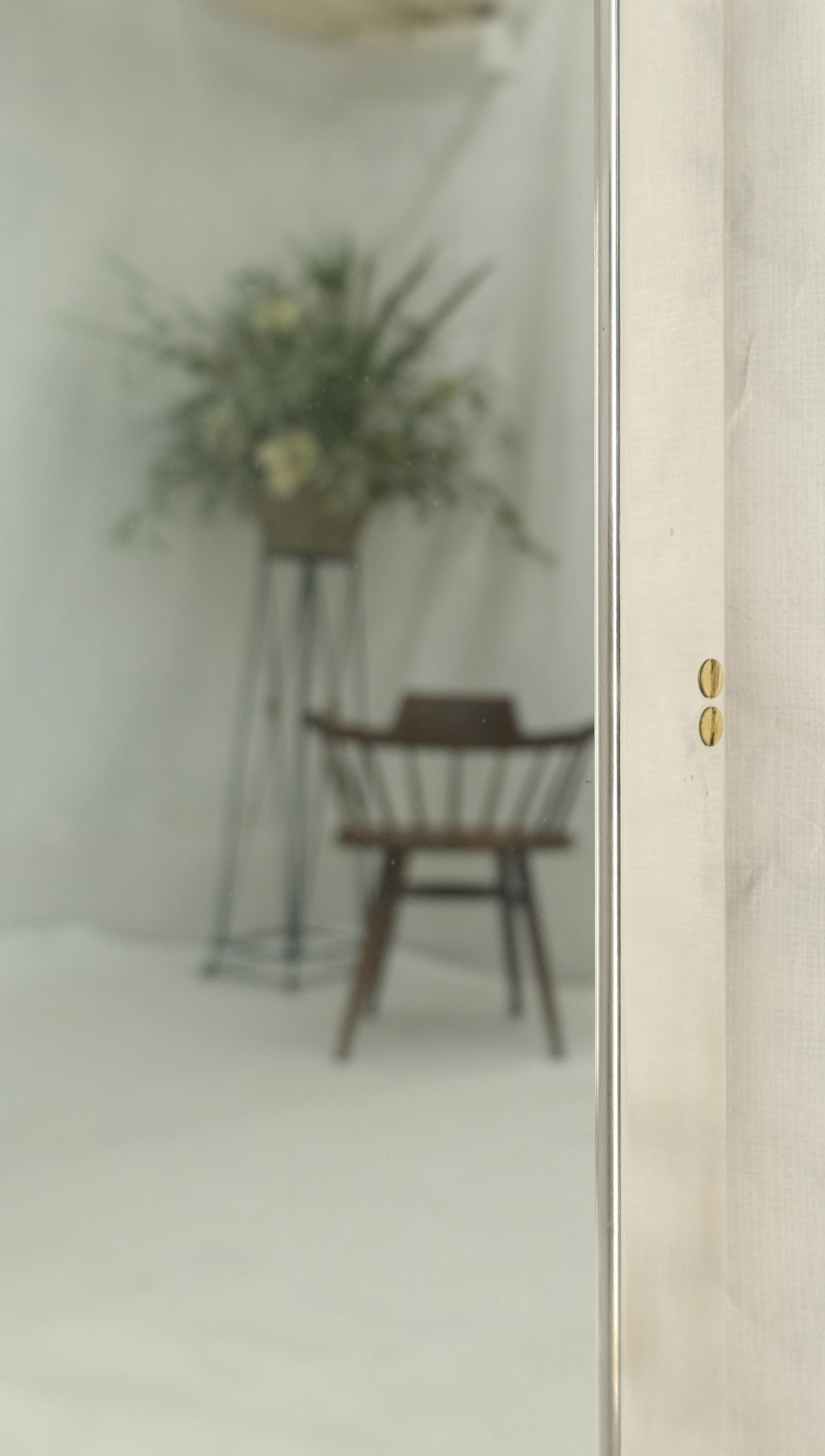 Vintage c1970s Grande specchio da parete in alluminio Machin 33x55