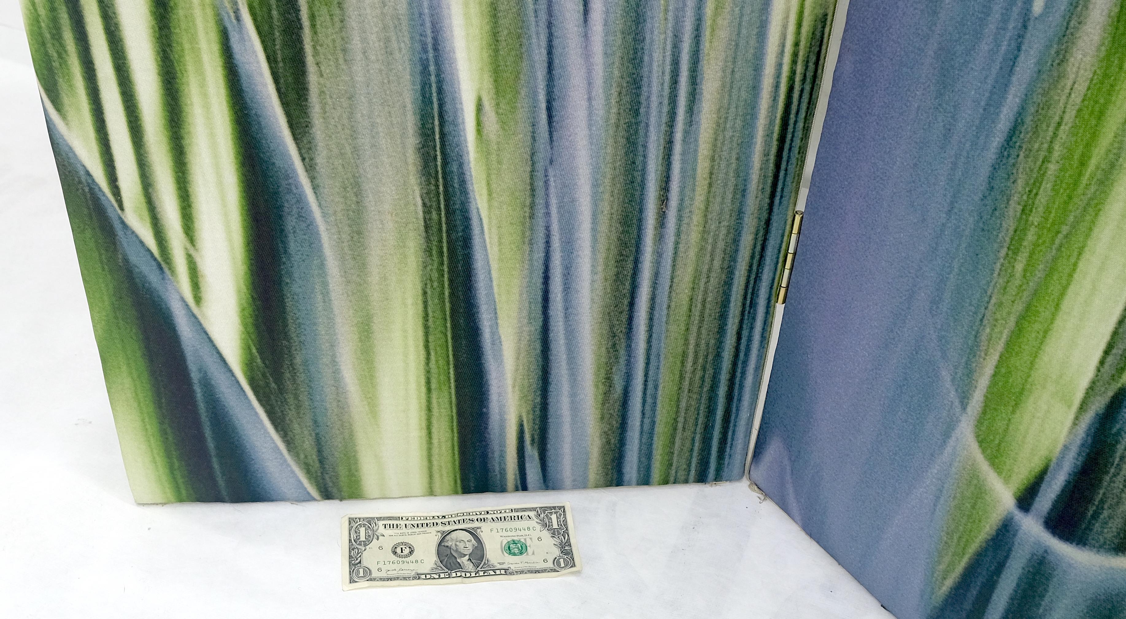 Vintage c1970s Mid Century Painted Canvas 3 Panels Room Divider Screen MINT For Sale 3