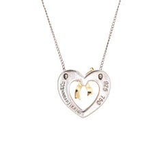 Vintage c1991 Tiffany & Co Bow Necklace Heart Sterling Silver 18k Yellow Gold